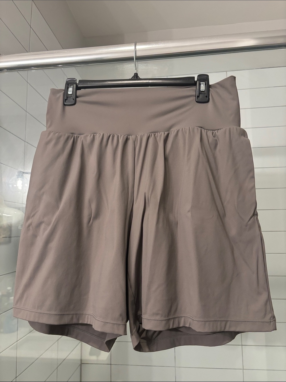 Women's High-Waist Taupe Active Shorts